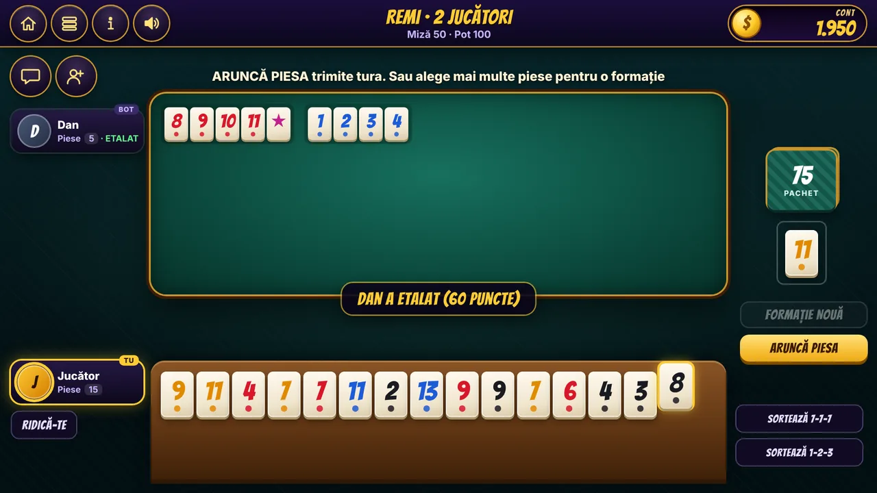Captură din jocul Remi