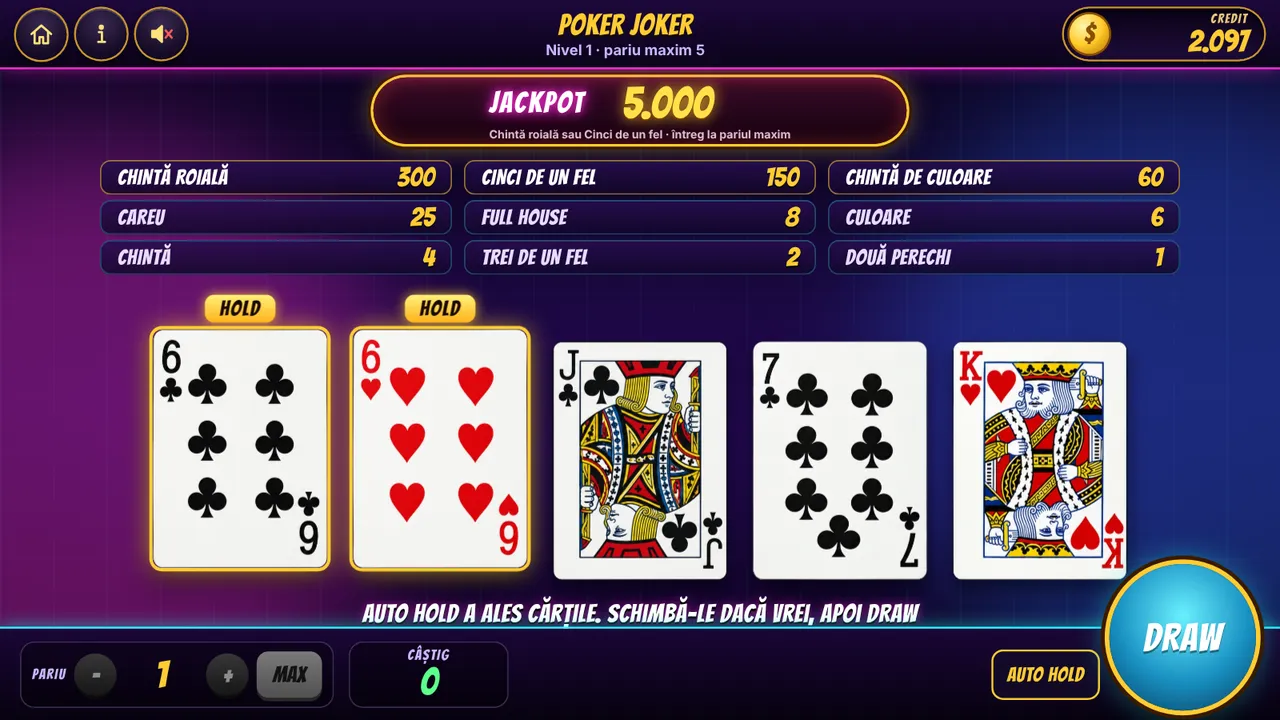 Captură din jocul Poker Joker